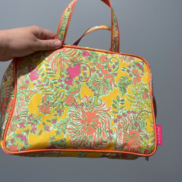Lilly Pulitzer Orange Multi Color Makeup Tote Purse EUC Target Collaboration - Picture 3 of 17